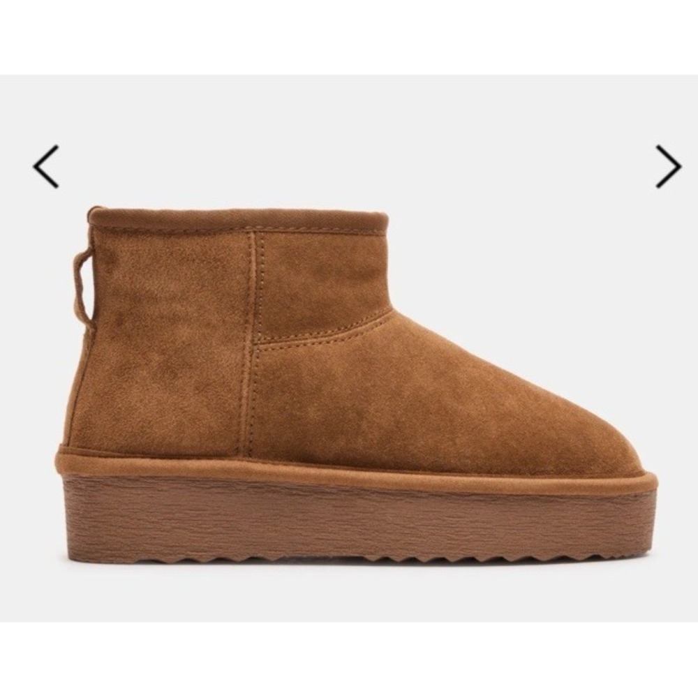 Steve Madden Comfy Chestnut Suede Boots 8 Mini Platform Fur Lined Winter